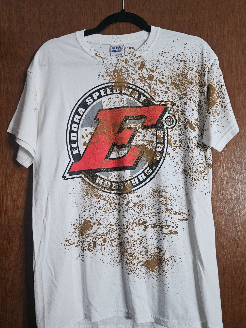 Gildan White Short-Sleeve Tee with Red 'E' Logo